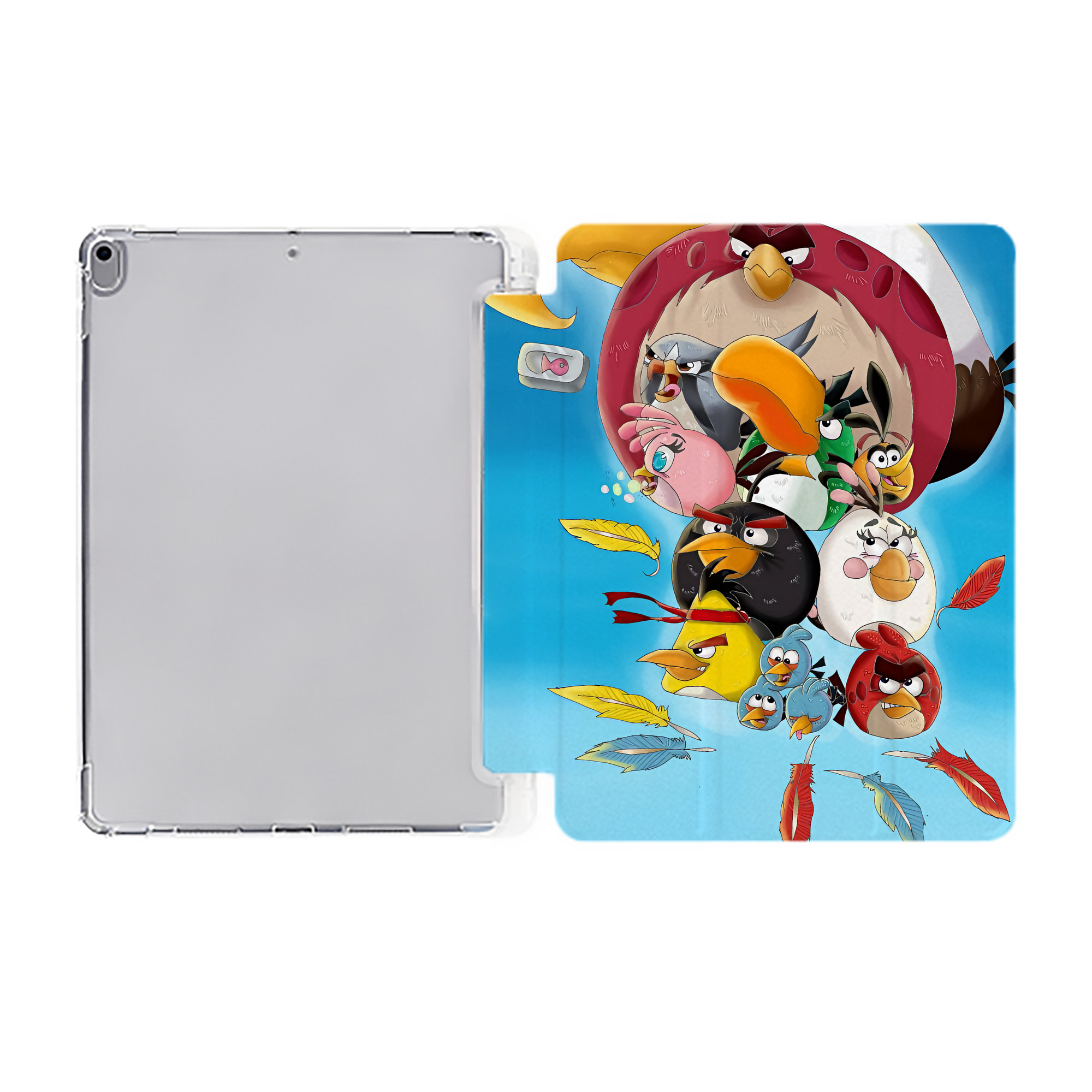 （画像用） Angry Birds アングリーバード IPad ケース ペン収納付き 三つ折りスタンド PUレザー×シリコン 対応機種9.5/10.5/10.9インチ